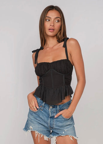 Tie-Strap Ruffle Crop