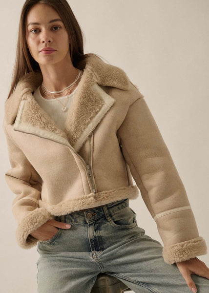 Faux Suede Fur Lined Coat