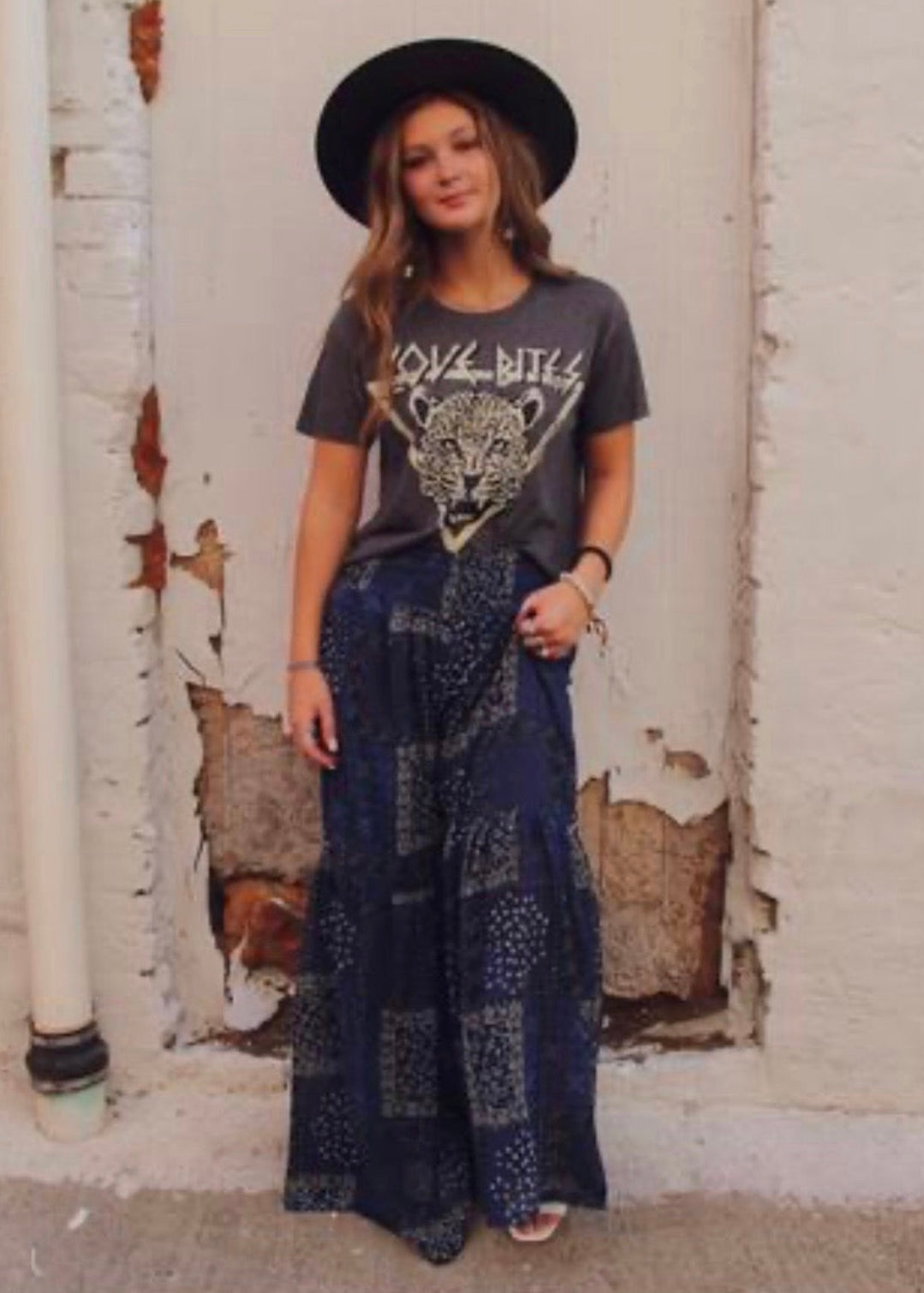 Blue Bandana Wide Leg Pants