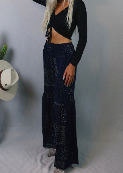 Blue Bandana Wide Leg Pants