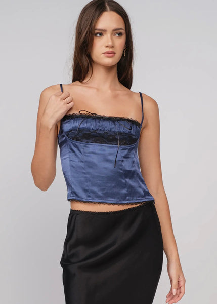 Satin Lace Trim Top