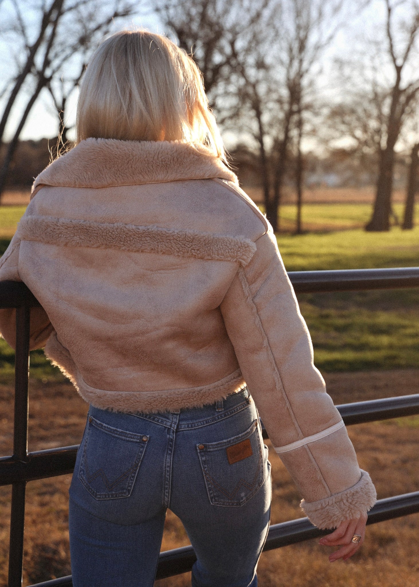 Faux Suede Fur Lined Coat