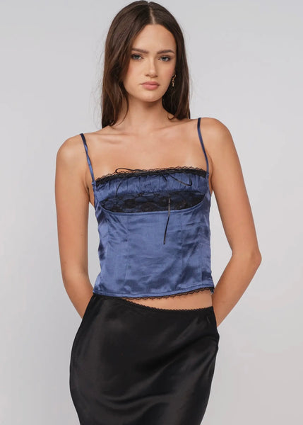 Satin Lace Trim Top