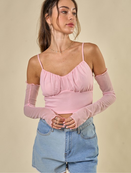 Pink Crop with Detached Sleeves