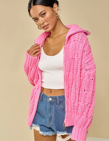 Neon Pink Knit Jacket