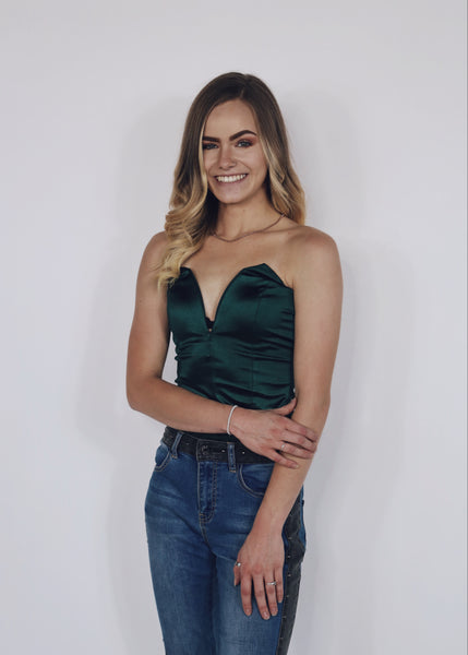 Deep V neck bodysuit - Emerald