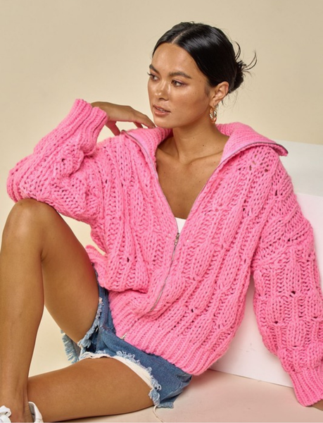 Neon Pink Knit Jacket