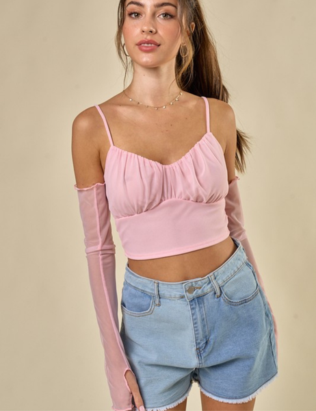 Pink Crop with Detached Sleeves