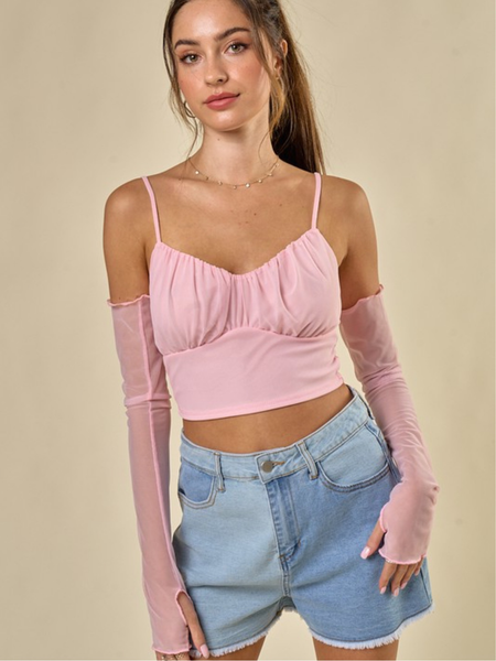 Pink Crop with Detached Sleeves