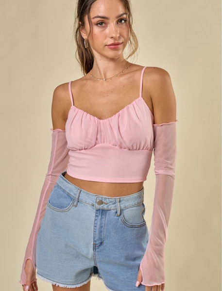 Pink Crop with Detached Sleeves